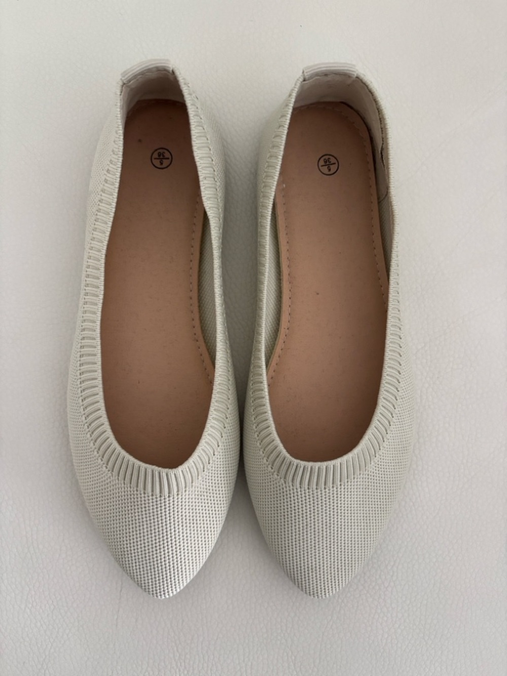 Knit Ballet Flats Shoes Pointed Toe in Apricot US Size 6